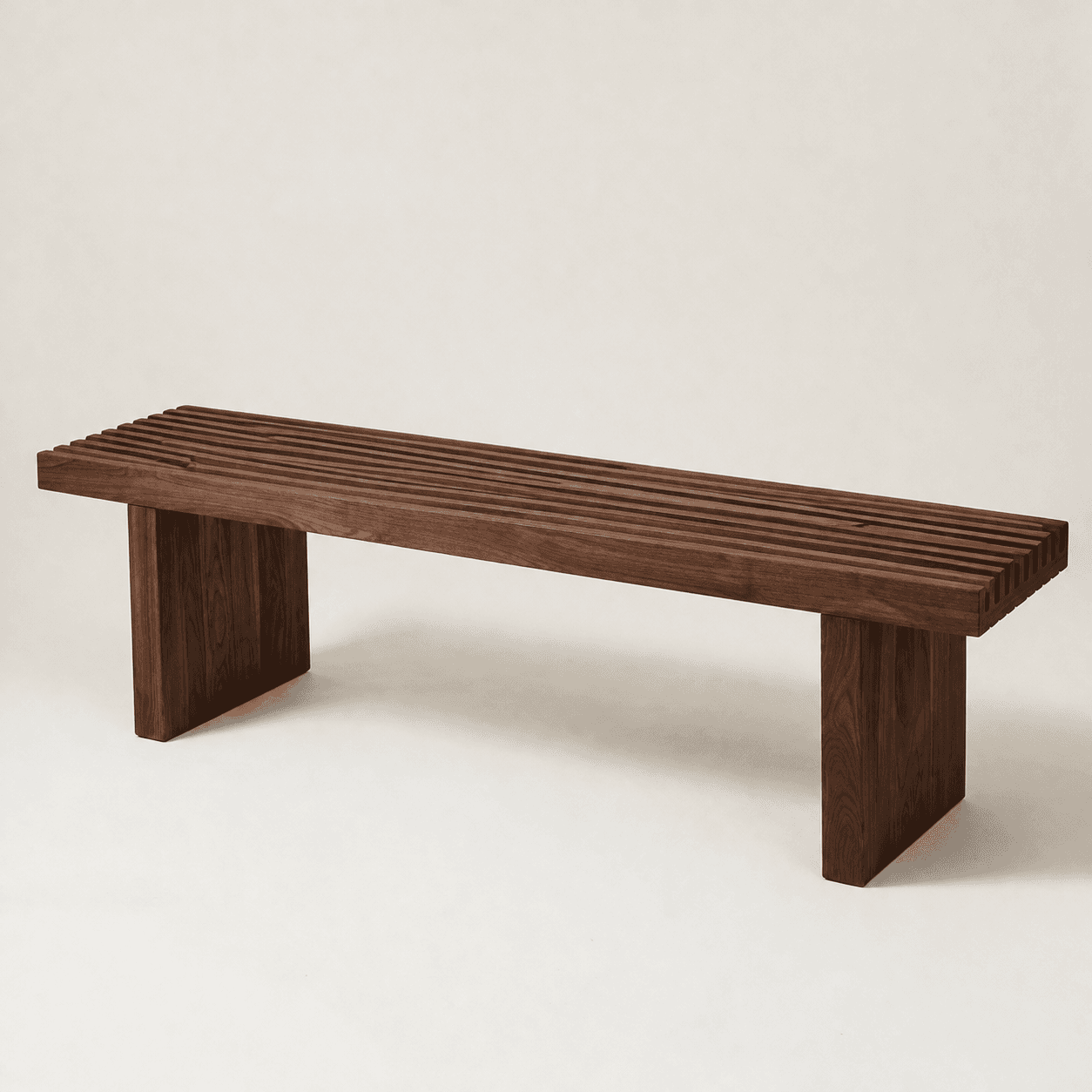 Walnut slatted bench
