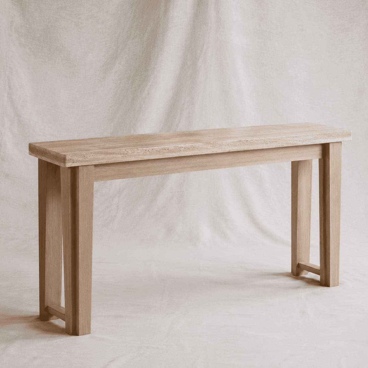 Travertine-top console